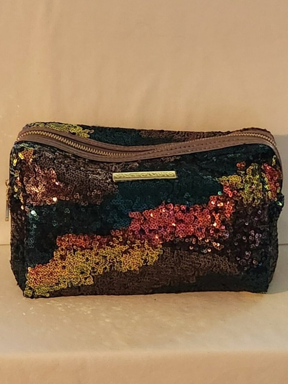 Vince Camuto sequined make up bag VGUC